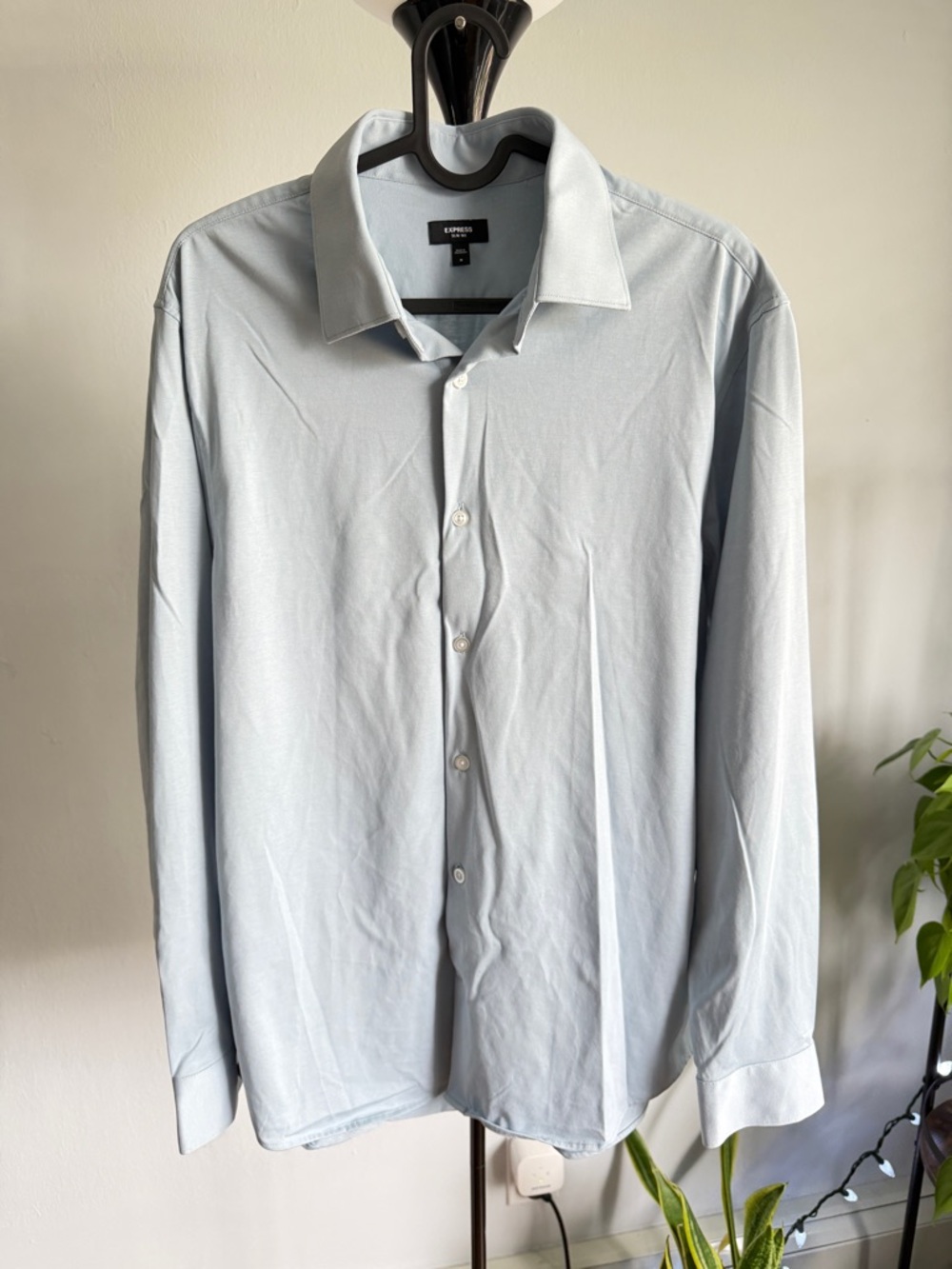 Express | Light Blue Men's Dress Shirt | Size Medium